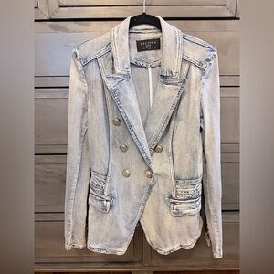 DECJUBA Light Wash Double-Breasted Blazer